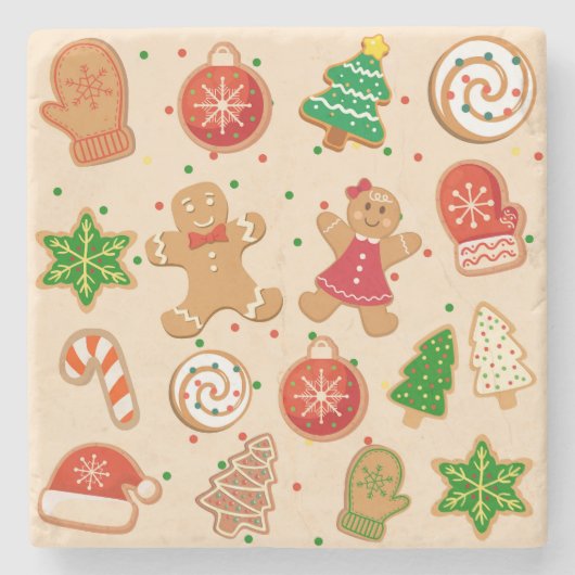 Kerstkoekjes Stenen Onderzetter (Voorkant)