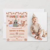 Kerstkoekjes Sweet Een 1e Verjaardagsfoto Kaart (Voorkant)