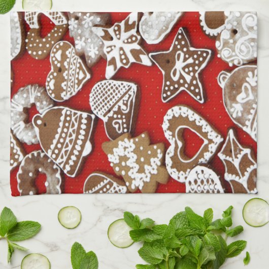 kerstkoekjes theedoek (Gevouwen)