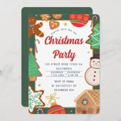 Kerstkoekjes thema Uitnodiging van het Feest (Voorkant / Achterkant)