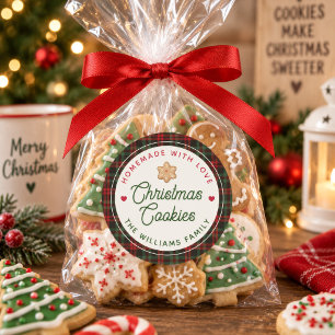 Kerstkoekjes Thuisgemaakt Met Liefde Familienaam Ronde Sticker