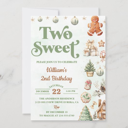 Kerstkoekjes Twee lieve 2e verjaardagsfeest Kaart (Voorkant)
