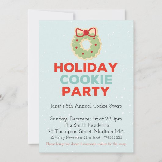 Kerstkoekjes Uitwisselingsfeest Uitnodiging (Voorkant)