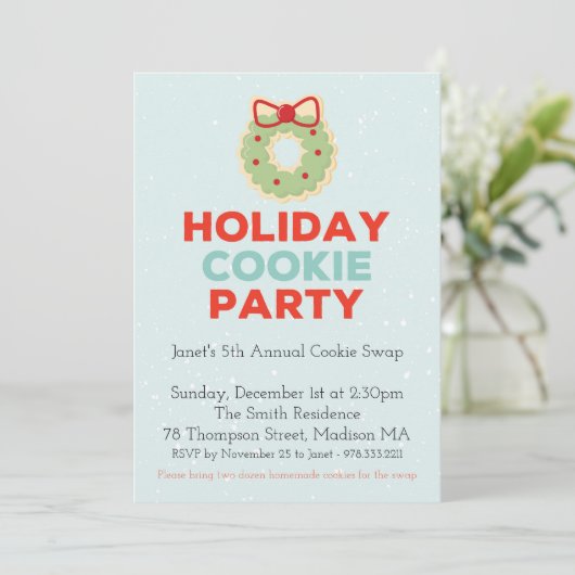 Kerstkoekjes Uitwisselingsfeest Uitnodiging (Staand voorkant)