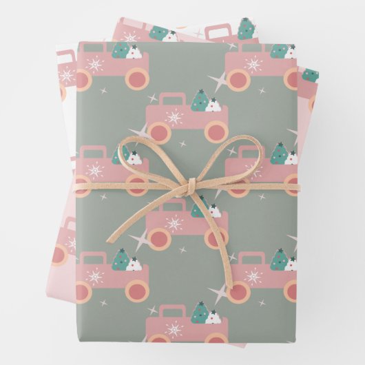  kerstkoekjes van Truck Groovy Roze Inpakpapier Vel (In situ)