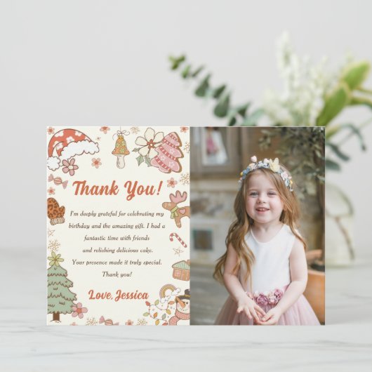 Kerstkoekjes Verjaardag Dank u kaartfoto Bedankkaart (Staand voorkant)