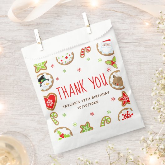 Kerstkoekjes Verjaardagsfeest Rood Dank U Bedankzakje (Geknipt)