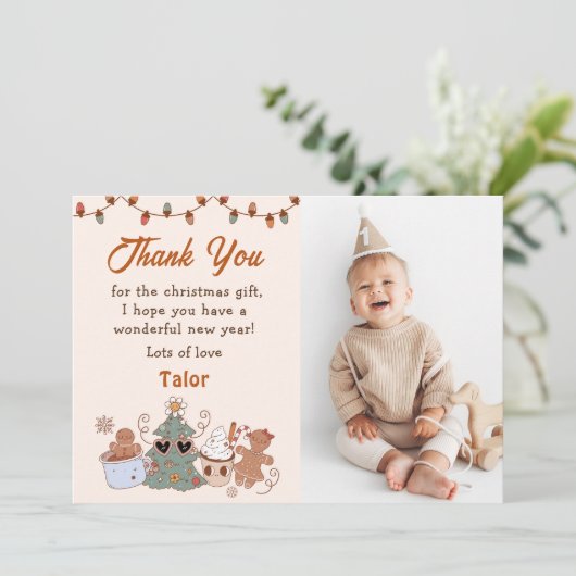 Kerstkoekjes Verjaardagsfoto Bedanktkaart Kaart (Staand voorkant)