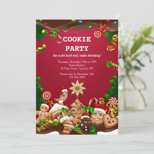 Kerstkoekjes versieren en uitwisselen kaart (Staand voorkant)