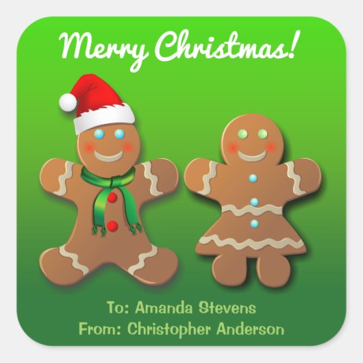 kerstkoekjes vierkante sticker (Voorkant)