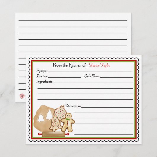 Kerstkoekjes voor het bakken van koken kaart (Voorkant / Achterkant)