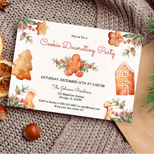 kerstkoekjes voor het versieren van ontbijtkoek kaart