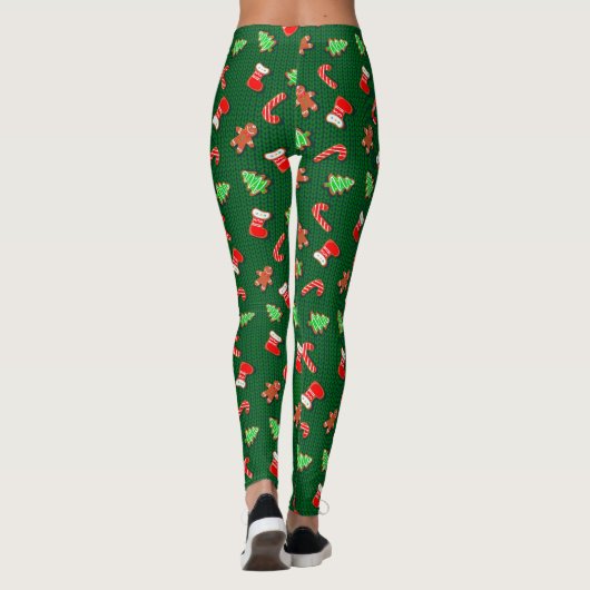 kerstkoekjes voor ontbijtkoeken op faux wol leggings (Achterkant)
