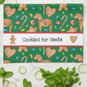 Kerstkoekjes voor Santa Green Kitchen Towel Theedoek (Gevouwen)