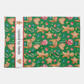 Kerstkoekjes voor Santa Green Kitchen Towel Theedoek (Horizontaal)