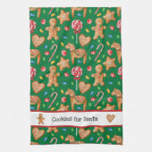 Kerstkoekjes voor Santa Green Kitchen Towel Theedoek (Verticaal)