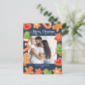 Kerstkoekjes Vrolijk één foto Briefkaart (Staand voorkant)