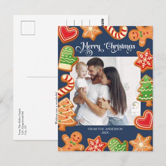 Kerstkoekjes Vrolijk één foto Briefkaart (Voorkant / Achterkant)