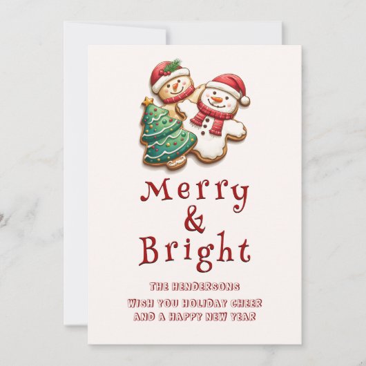 Kerstkoekjes vrolijk en helder feestdagenkaart (Voorkant)