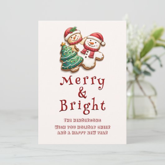 Kerstkoekjes vrolijk en helder feestdagenkaart (Staand voorkant)