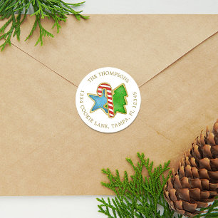 Kerstkoekjes Whimsical Return Address Ronde Sticker