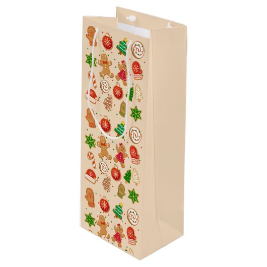 Kerstkoekjes Wijn Cadeautas (Voorkant Gekanteld)