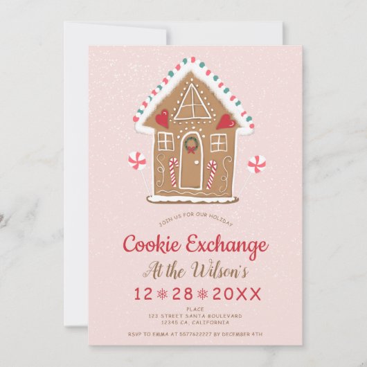 Kerstkoekjes wisselen schattig gemberbrood uit kaart (Voorkant)