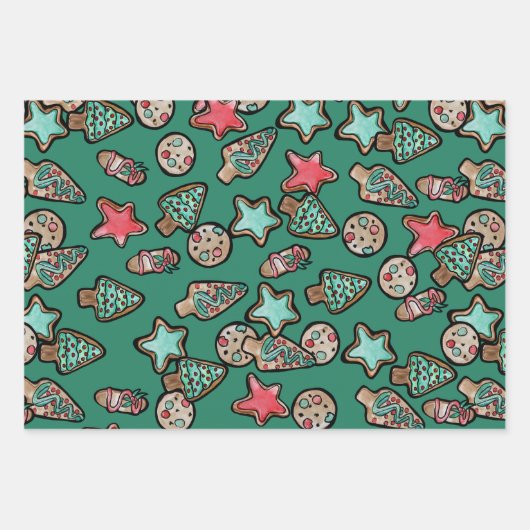 Kerstkoekjes Xmas KoekjesDecorting Party Inpakpapier Vel (Voorkant)