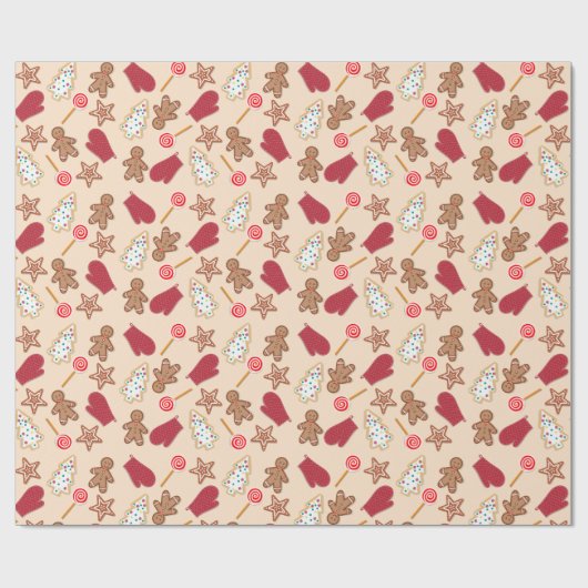 Kerstkoekjesbakkerijpapier Cadeaupapier (Vlak)