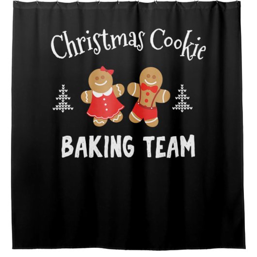 Kerstkoekjesbakteam | ontbijtkoek douchegordijn (Voorkant)