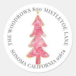 Kerstkoekjesboom — Retouradres Ronde Sticker