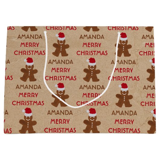 kerstkoekjesbrood, koekjes, aangepaste naam groot cadeauzakje (Voorkant)