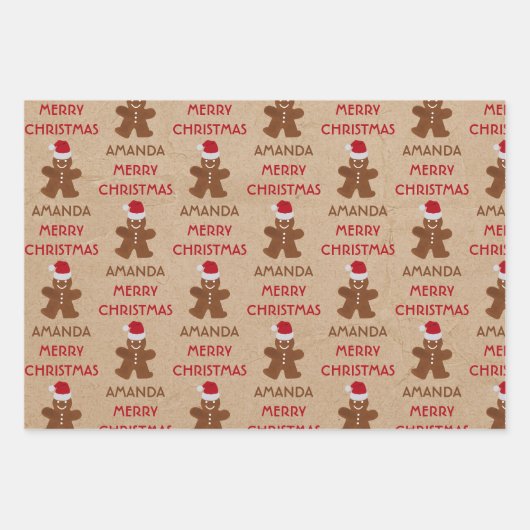 kerstkoekjesbrood, koekjes, aangepaste naam inpakpapier vel (Voorkant 3)