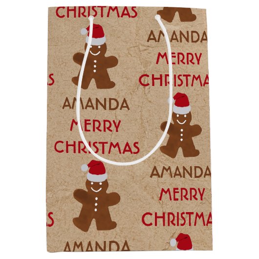 kerstkoekjesbrood, koekjes, aangepaste naam medium cadeauzakje (Voorkant)