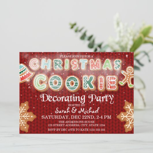 Kerstkoekjesdecorteerpartij op maat kaart (Staand voorkant)