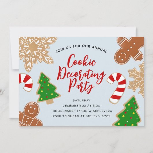 Kerstkoekjesfeest met feestdag als decoratie kaart (Voorkant)