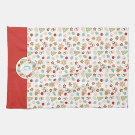 Kerstkoekjespatroon met monogram theedoek