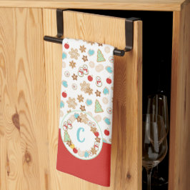 Kerstkoekjespatroon met monogram theedoek