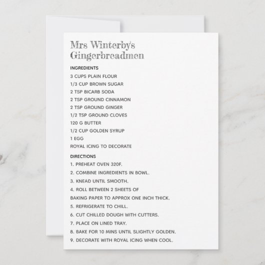 Kerstkoekjesrecept (Achterkant)