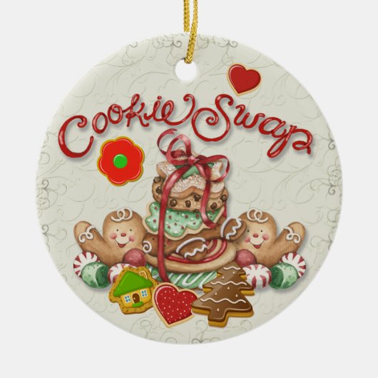 Kerstkoekjesruil Keramisch Ornament (Voorkant)
