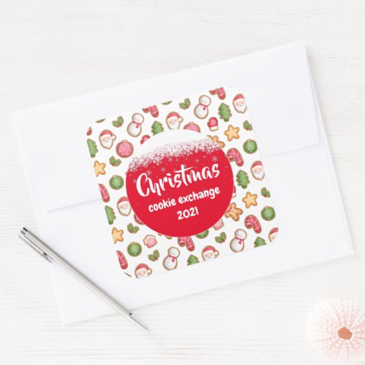 Kerstkoekjesruil Vierkante Sticker (Envelop)