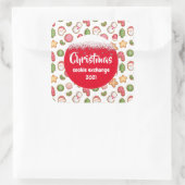Kerstkoekjesruil Vierkante Sticker (Tas)