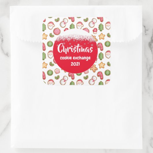 Kerstkoekjesruil Vierkante Sticker (Tas)