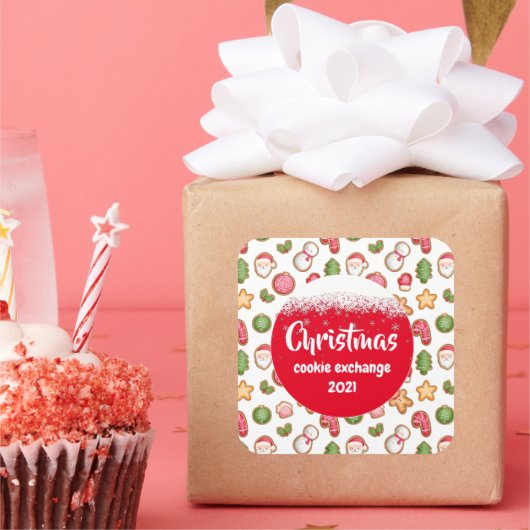 Kerstkoekjesruil Vierkante Sticker (Feest)