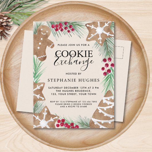 Kerstkoekjesruilfeest  uitnodiging briefkaart