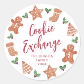 Kerstkoekjesruilfeestje Ronde Sticker (Voorkant)