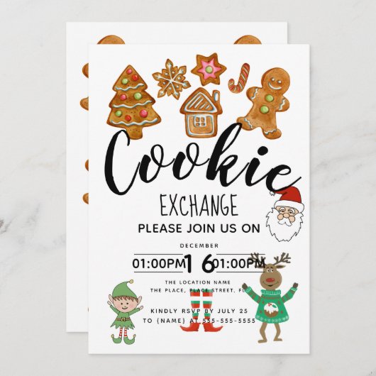 Kerstkoekjesuitwisseling fundraiser event party kaart (Voorkant / Achterkant)