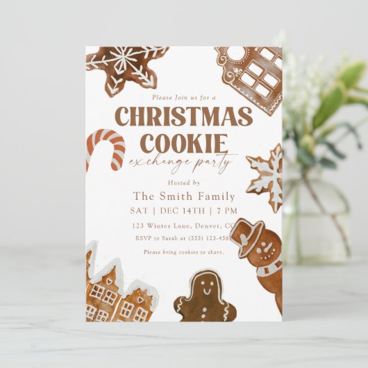 Kerstkoekjesuitwisseling Kaart (Staand voorkant)