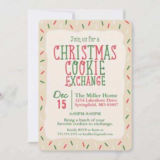 Kerstkoekjesuitwisseling met Sprinkles Kaart (Voorkant)