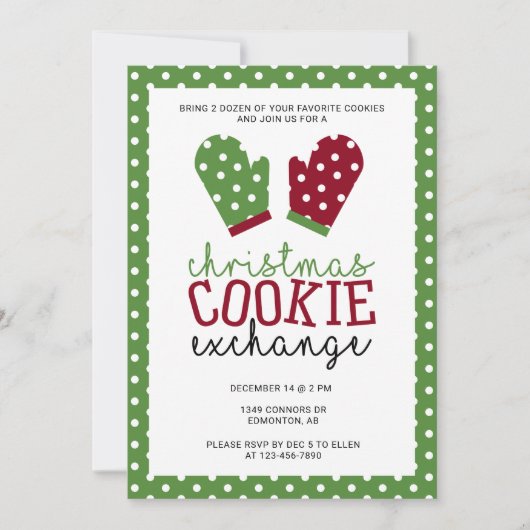 Kerstkoekjesuitwisselingsfeest feestdag orven Mitt Kaart (Voorkant)